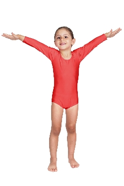 BODY DANZA LYCRA MANICA LUNGA ROSSO BABY